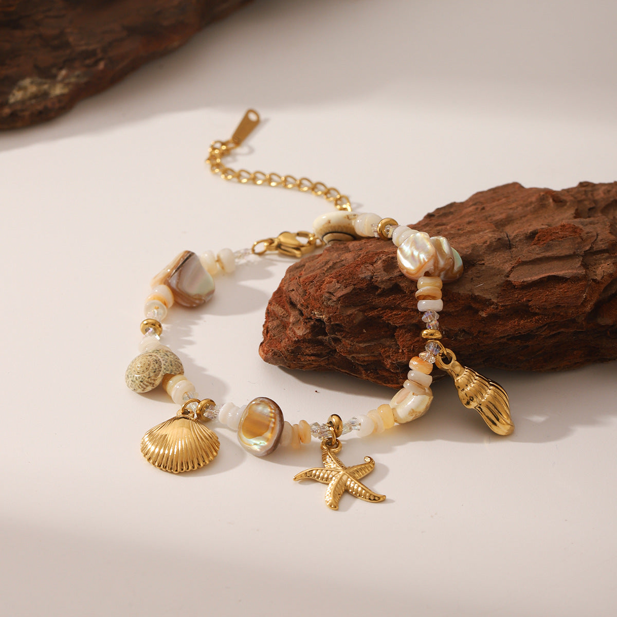 Wholesale  stainless steel bracelet niche  starfish conch shell combination bracelet