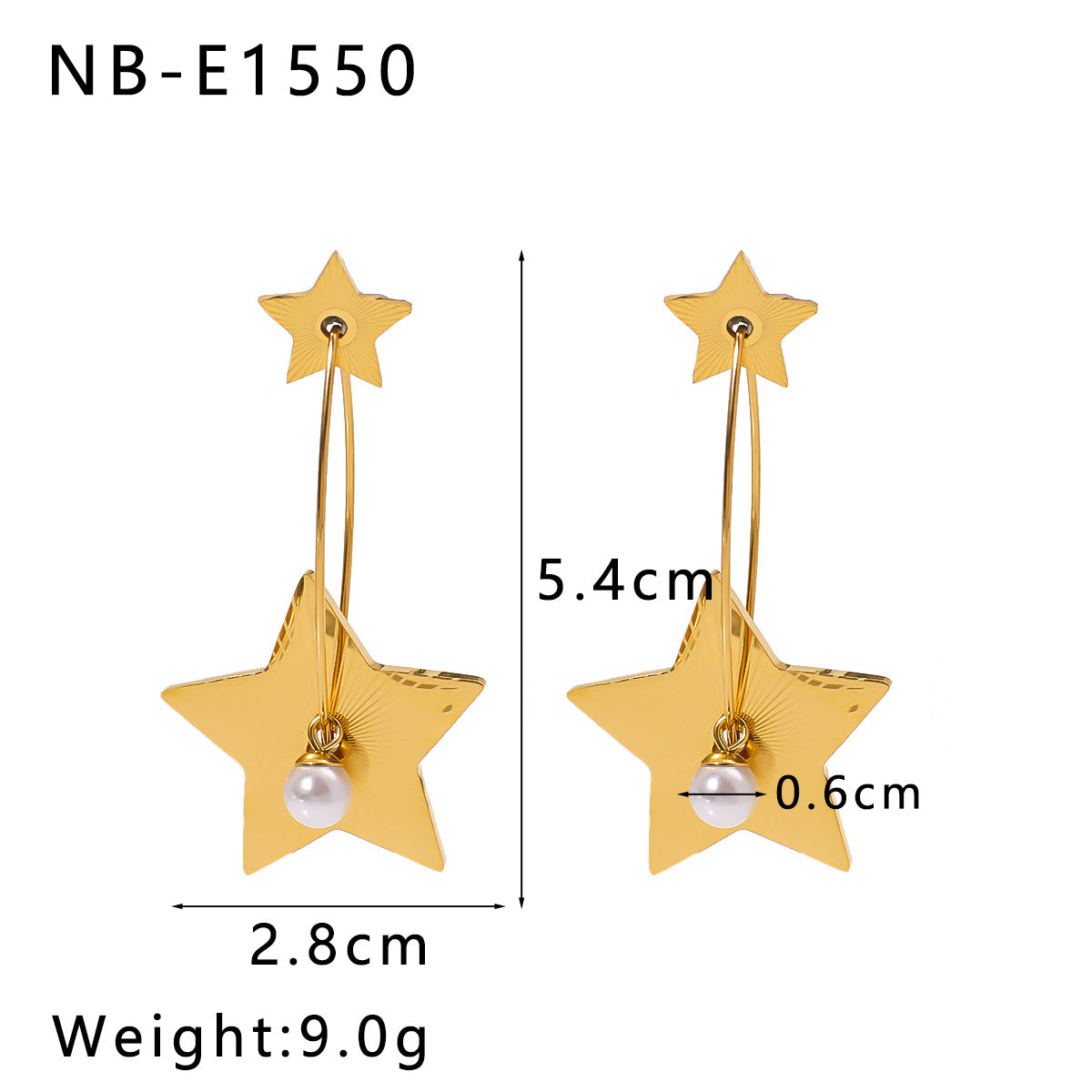 Wholesale  Love-shaped Round Five-pointed Star Earrings Double-layer  Hollow Design Sense Stainless Steel Earrings