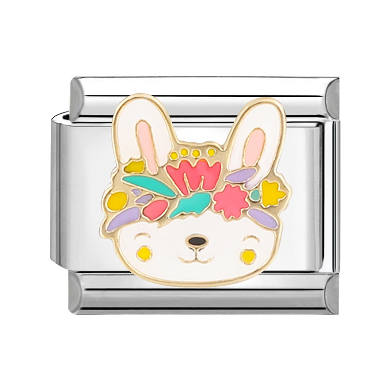 Wholesale Italian Charm Bracelet 9mm DIY Splicing Cute Cartoon Stainless Steel Composable Bracelet