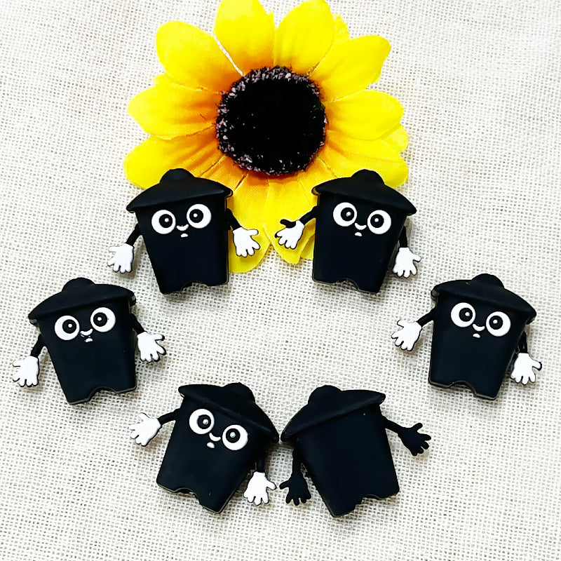Wholesale Random 100pcs Cartoon Small Trash Can PVC Soft Glue Focal Beads DIY Beaded Pen Accessories