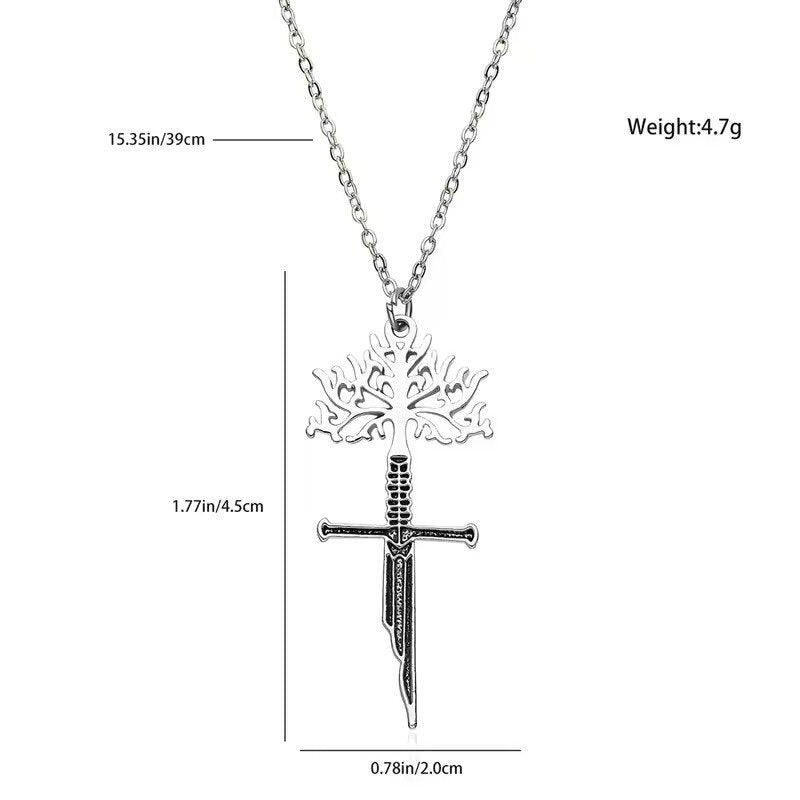 Wholesale  Life Tree Cross Broken Sword Pendant Necklace