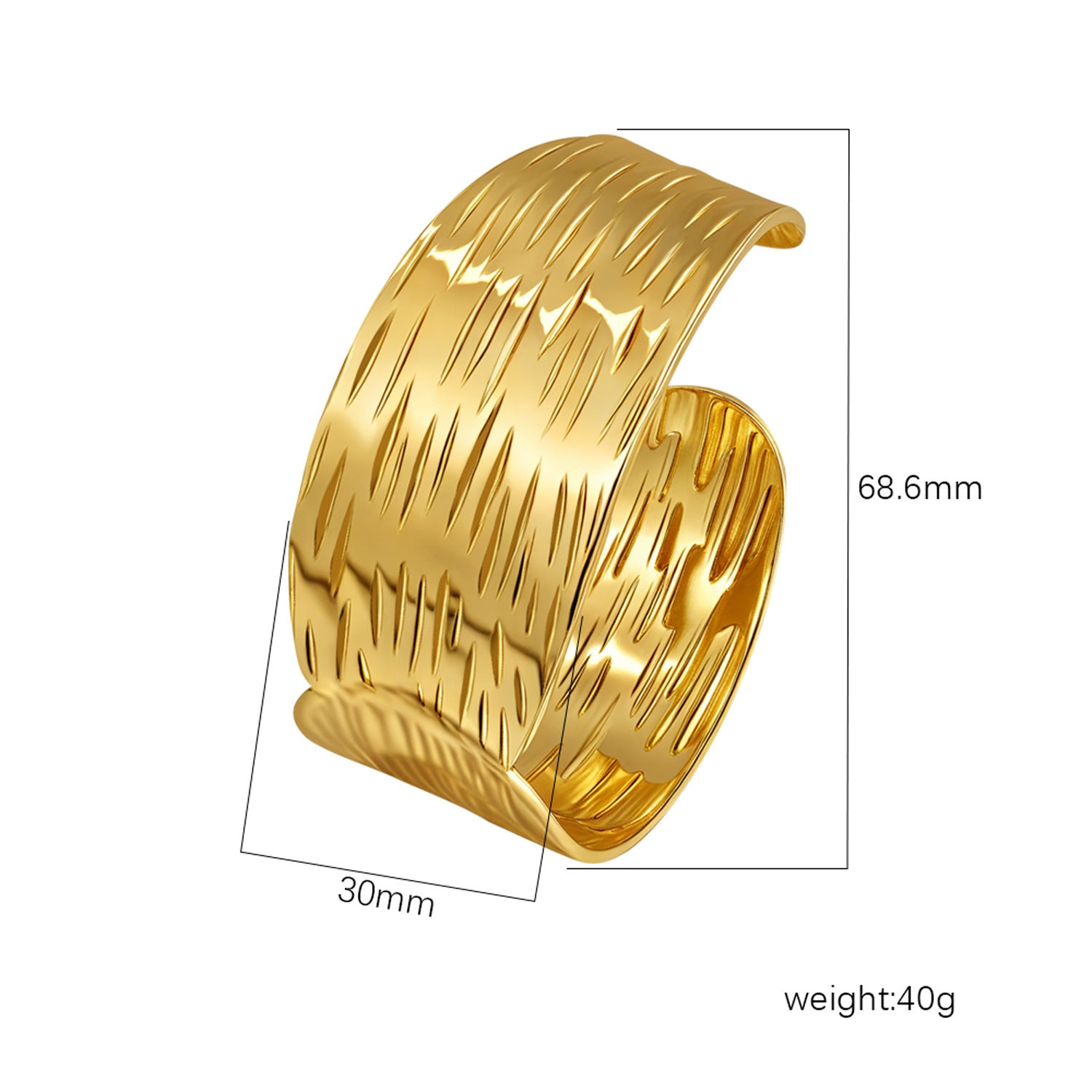 Wholesale Stainless Steel Open C Shape Bangle 18K Gold Plated Fashion Jewelry for Gift Boutique Resale