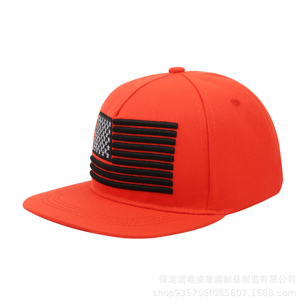 Wholesale Embroidered Flat-Brim Hip Hop Cap National Flag Baseball Cap