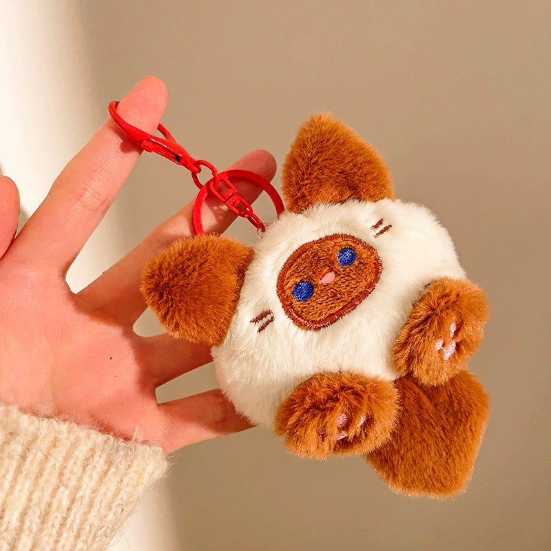 Wholesale Short Plush Cat Keychain DIY Handmade Bag Charm Women S Gift Decorative Boutique Resale