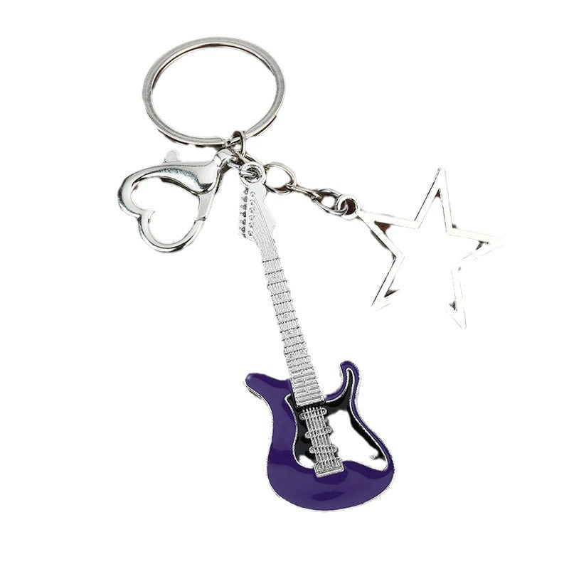 Wholesale Electroplating color-retaining oil-dripping guitar keychain