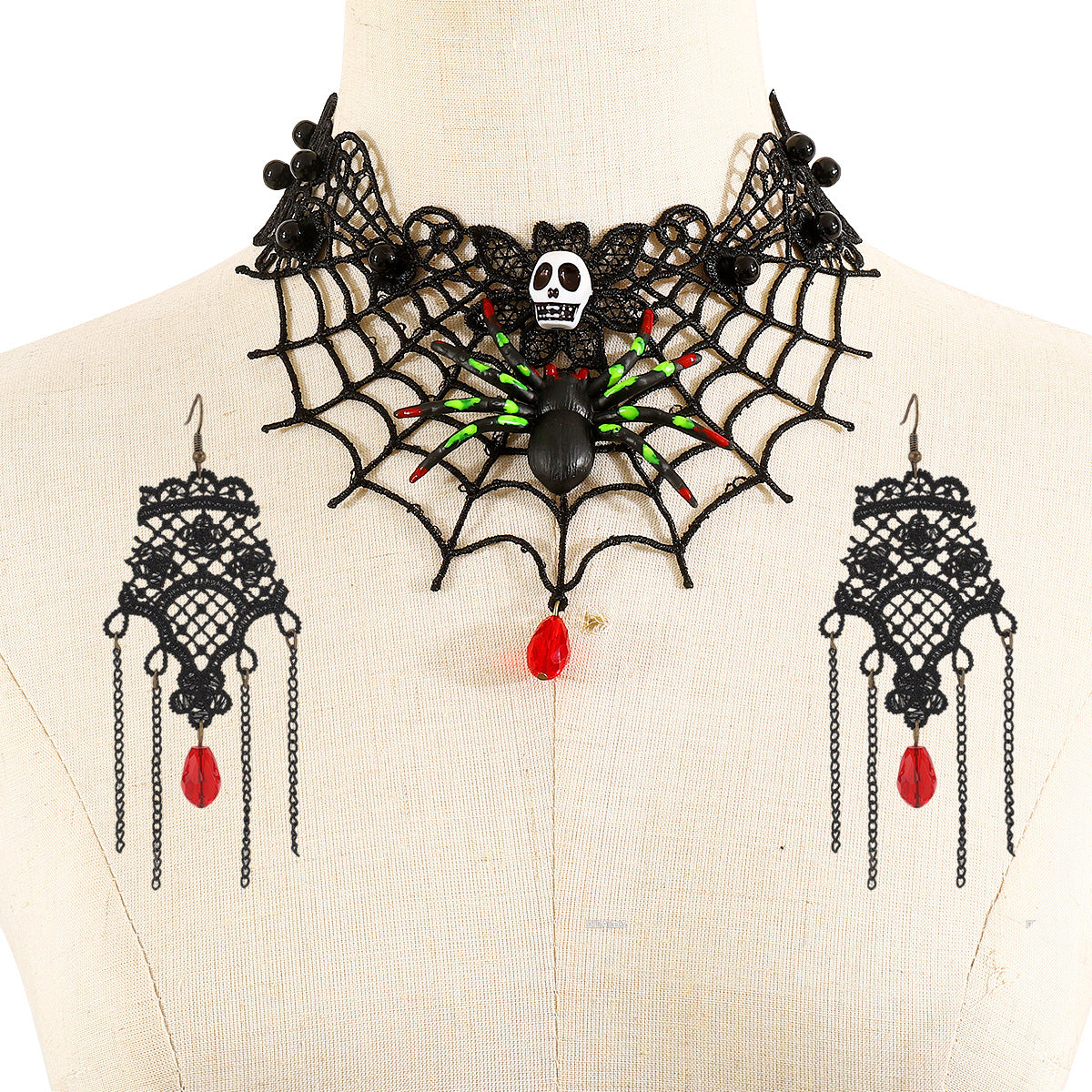 Wholesale   Funny Necklace Skull Lace  Web Necklace