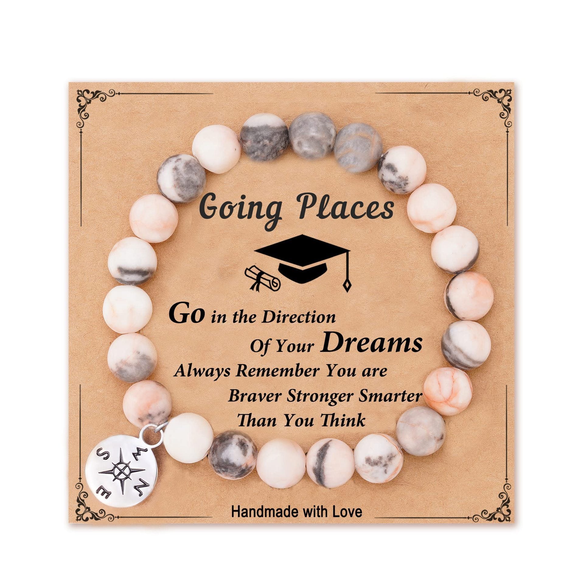 Wholesale 8mm Natural Pink Zebra Stone Beaded Bracelet Graduation Season Gift Friendship Elephant Bracelet Miyuki ACC-BT-ZhongH020