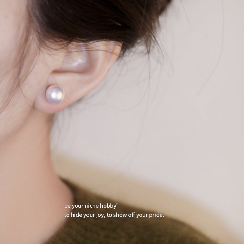 Wholesale Steamed Bun Pink Pearl Minimalist Earrings