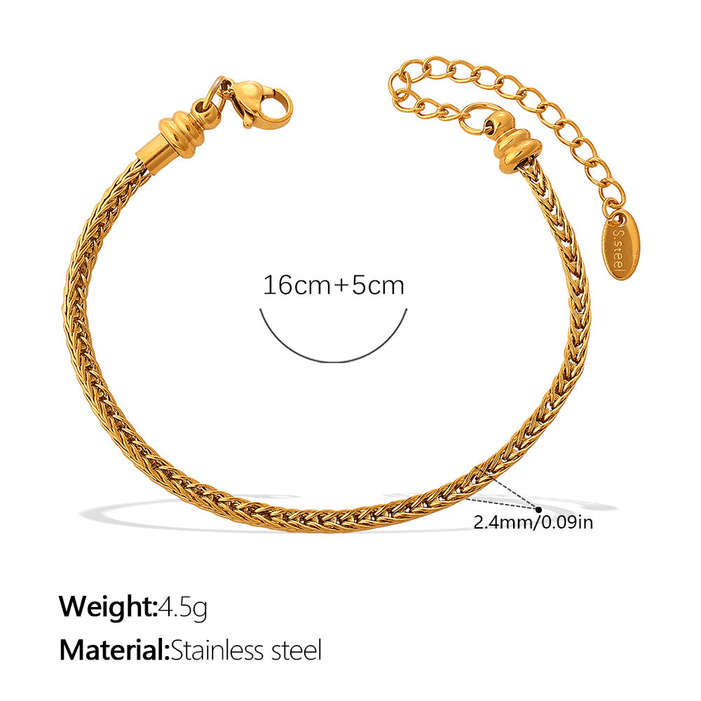 Wholesale Retro Accessible Luxury Stainless Steel 18K Texture Niche High-End Twist Snake Bone Wave Texture Shape Design Bracelet