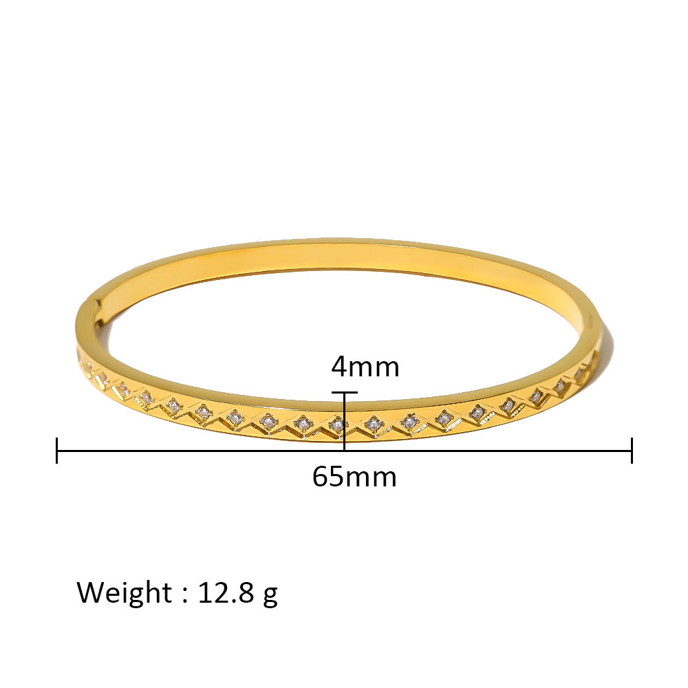Wholesale Stainless Steel 18K Gold Plated Geometric Star Flower Zircon Bracelet