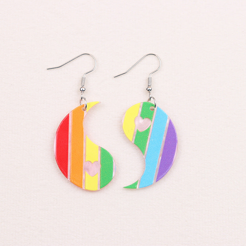 Wholesale Rainbow Love Gossip Acrylic Earrings ACC-ES-DA004