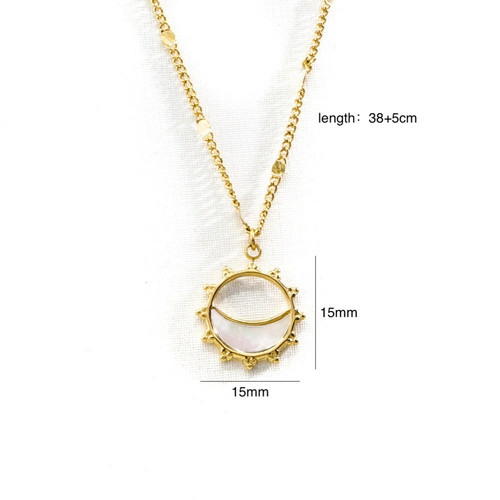 Wholesale 316L Titanium Steel Light Luxury Necklace Natural Stone Shell Fashion 14K Gold Necklace