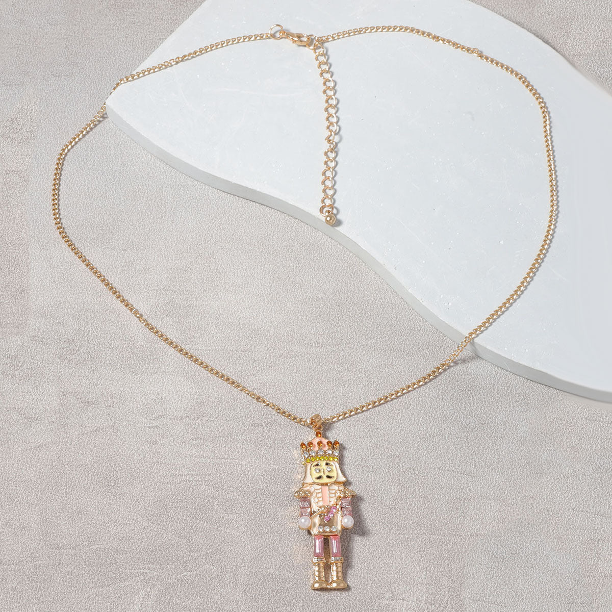 Wholesale Cartoon Alloy Oil Dropping Zircon Nutcracker Soldier Necklace