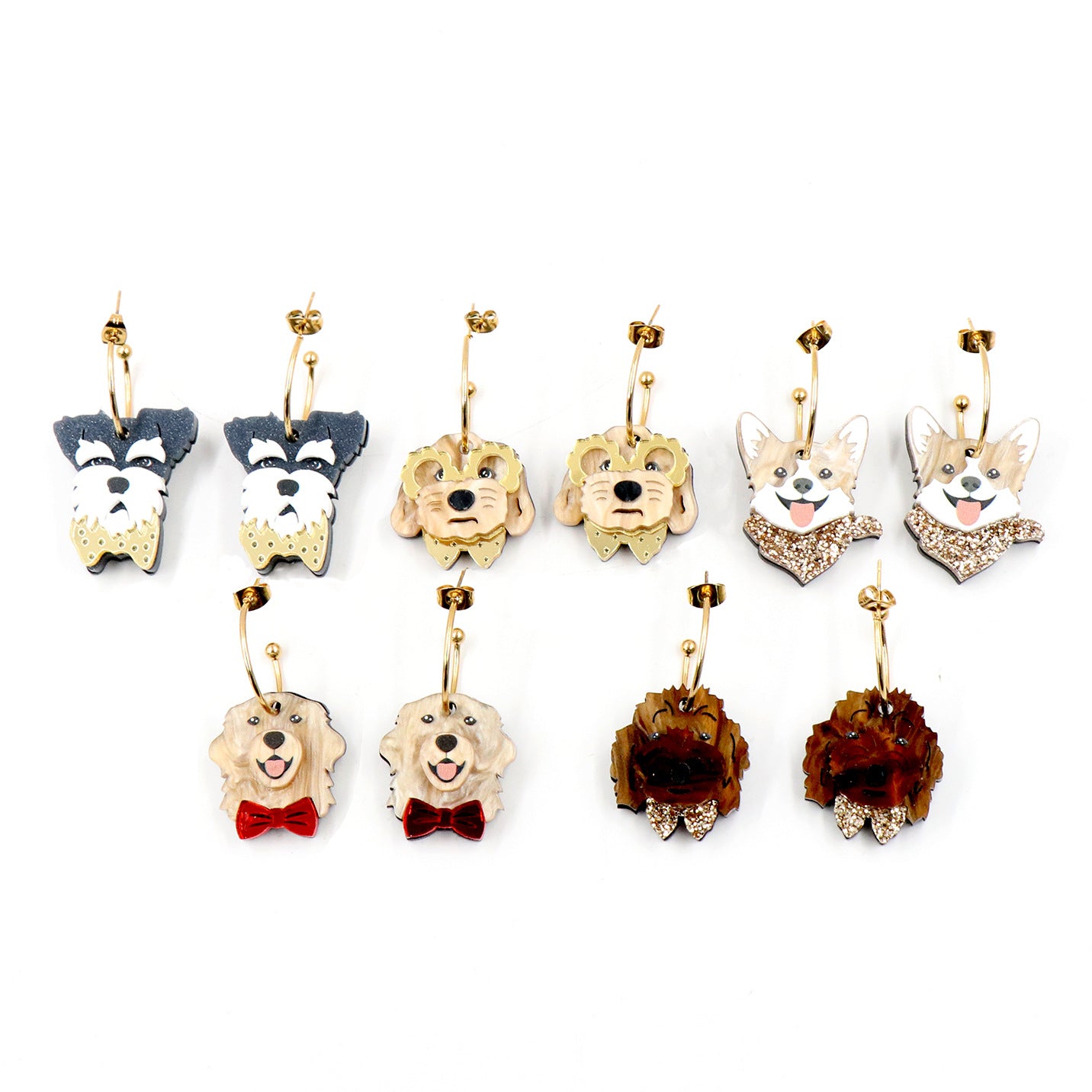 Wholesale 5pcs Ke Jin Furry Cute Animal Acrylic Earrings Cute Earrings ACC-ES-XiaoYan056
