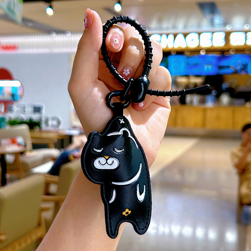 Wholesale Cool Black Cat Leather Keychain Cartoon Design Cute Bag Charm Fashion Accessory For Everyday Use And Boutique Resale
