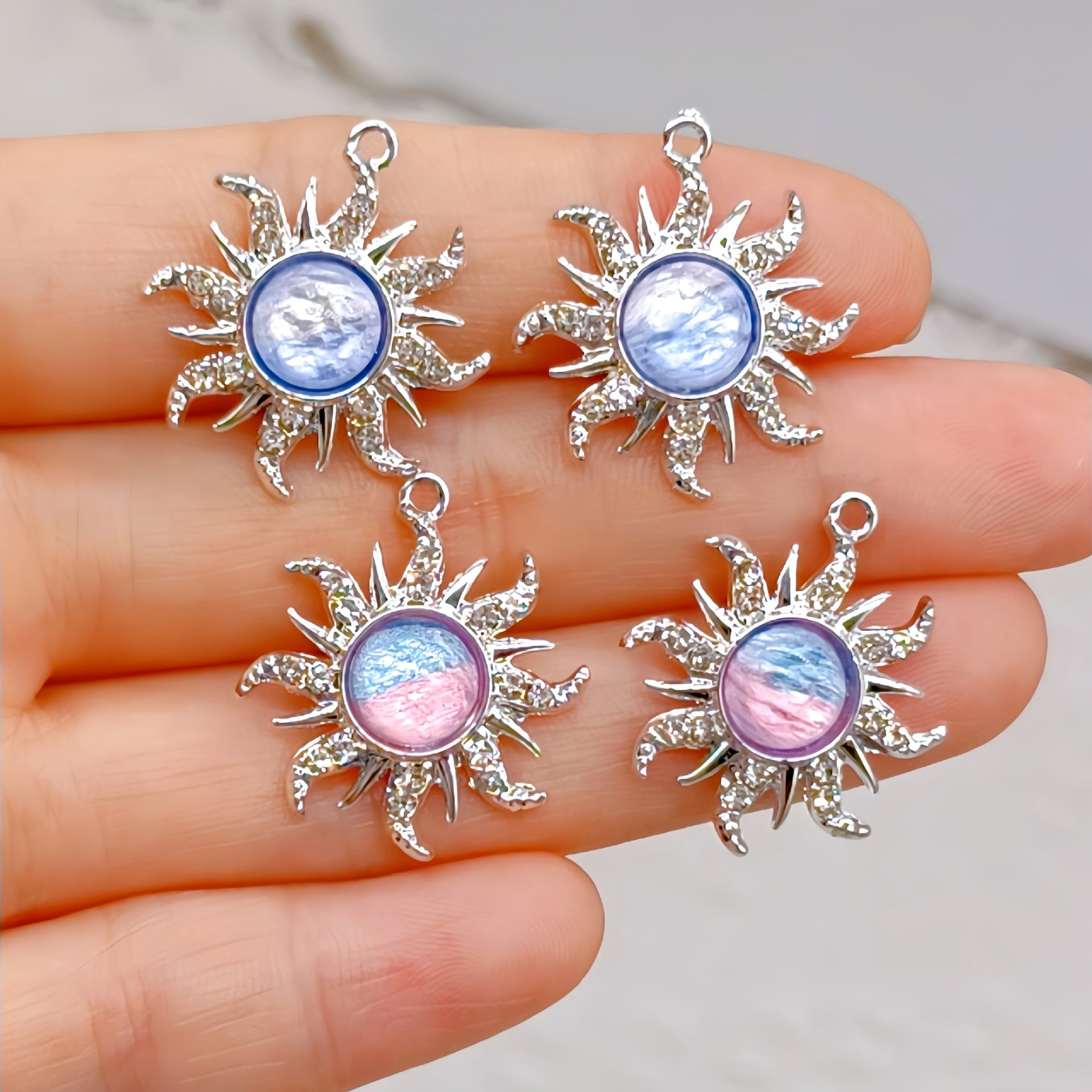 Wholesale Baroque Water Transparent Color Series Gemstone Sunflower Alloy Accessories DIY Jewelry Earrings Bracelet Fan Accessories