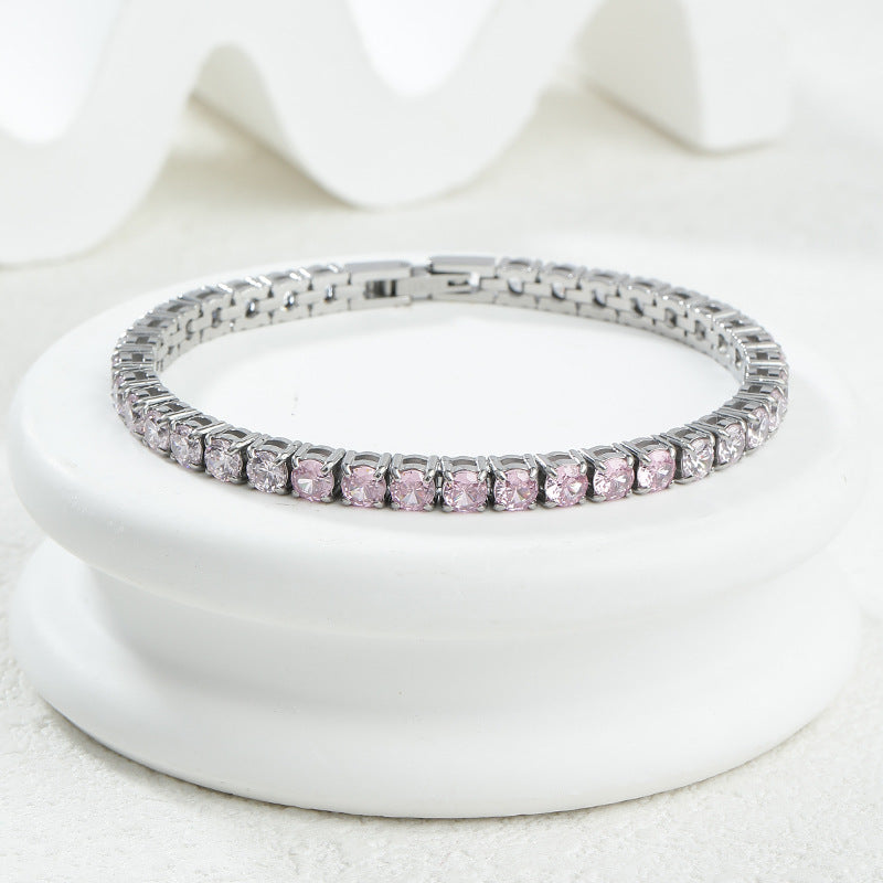 Wholesale  gradient zircon bracelet 4MM stainless steel polished jewelry