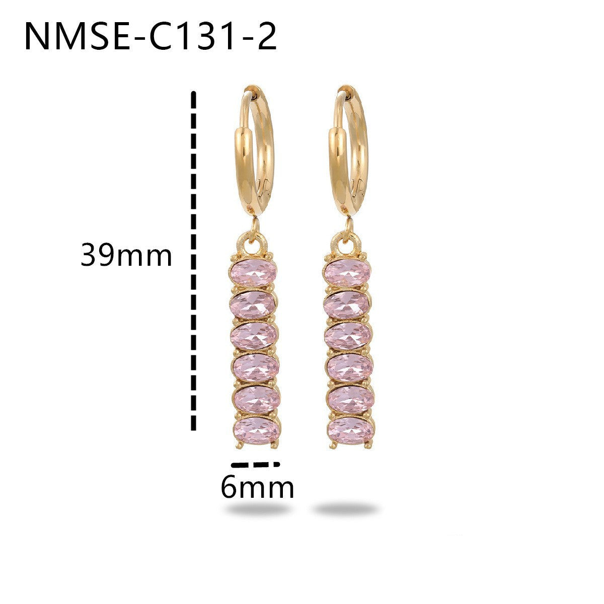 Wholesale  stainless steel  zircon tassel 18K earrings