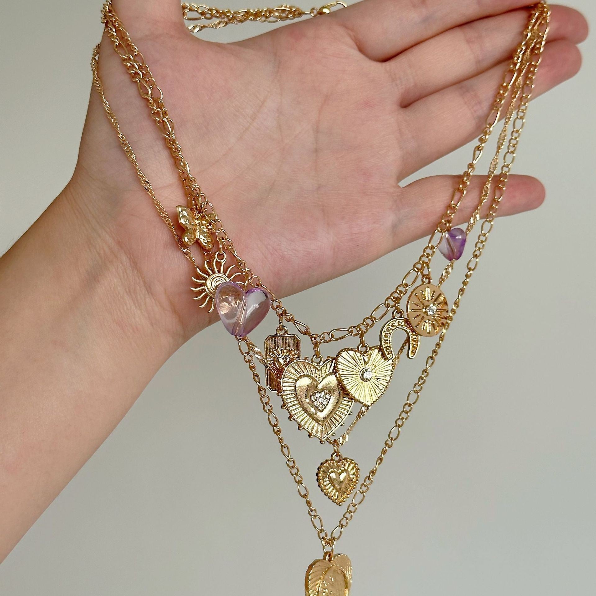 Wholesale heart multi-layered necklace