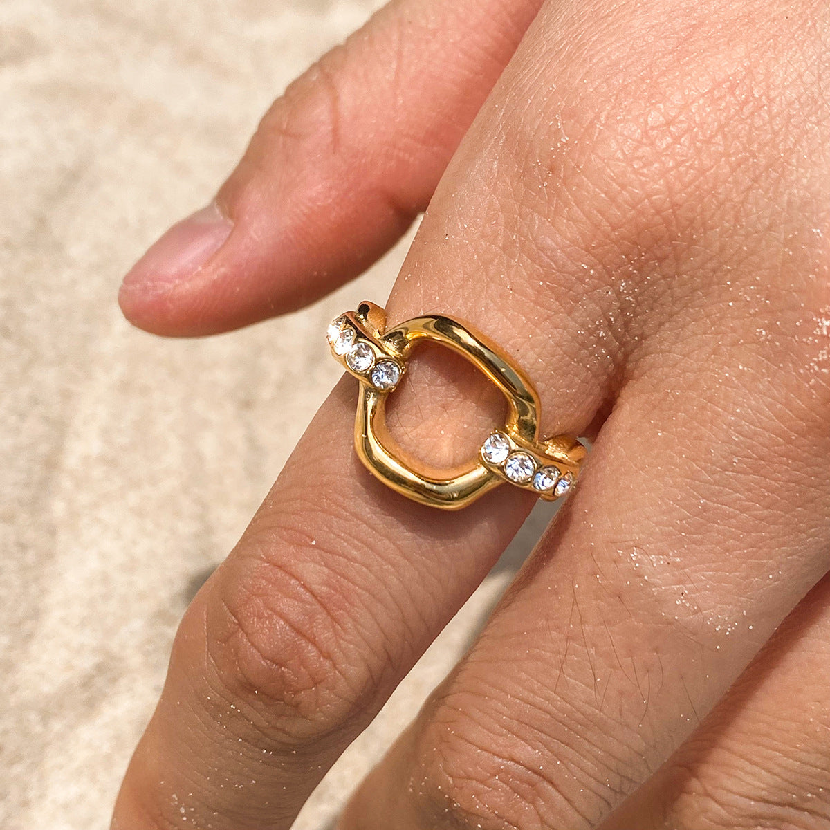 Wholesale Rhinestone Ring Stainless Steel Non-Fading Jewelry