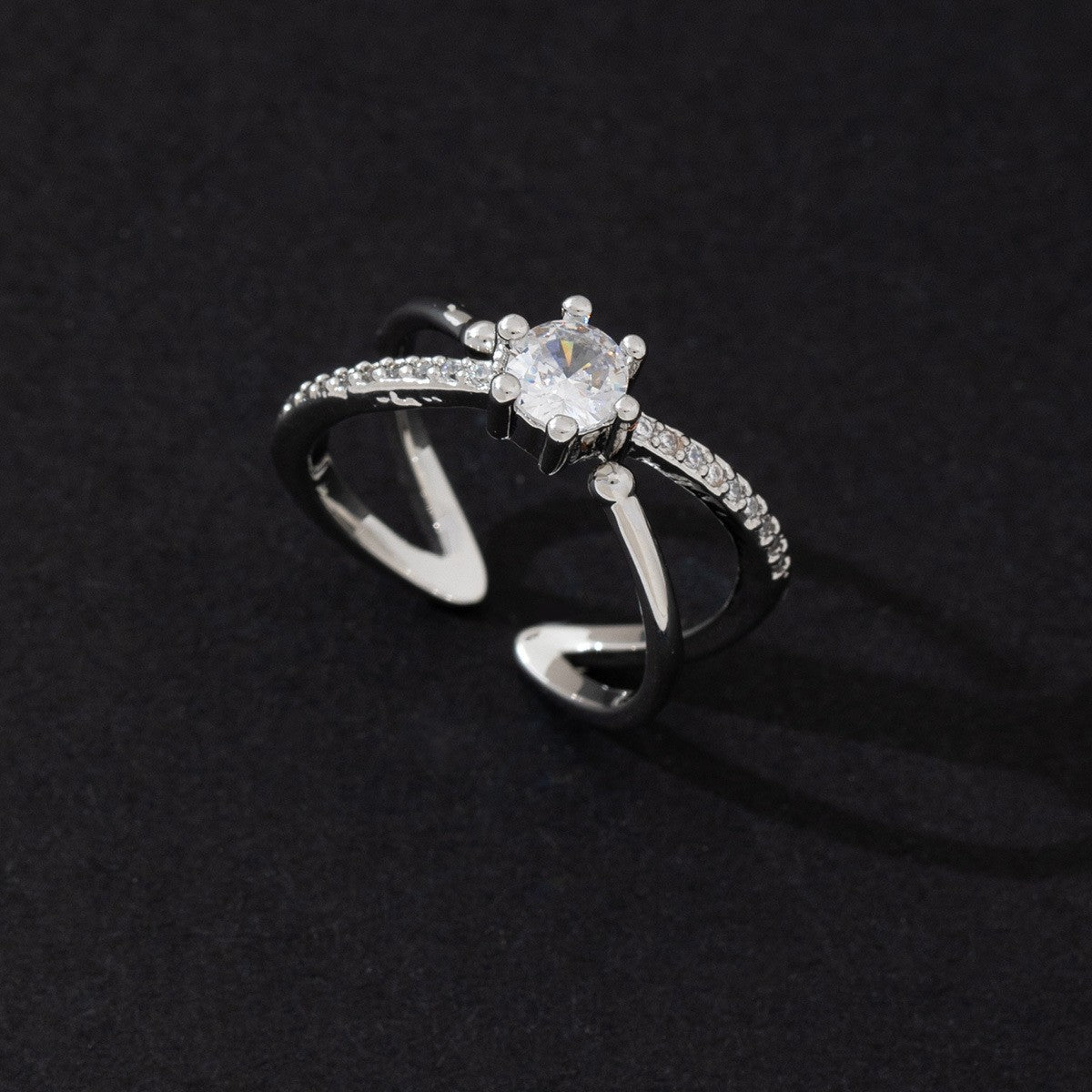 Wholesale Cold Style Vintage Cross Hollow Zircon Open Ring Chic Fashion Accessory For Everyday Wear