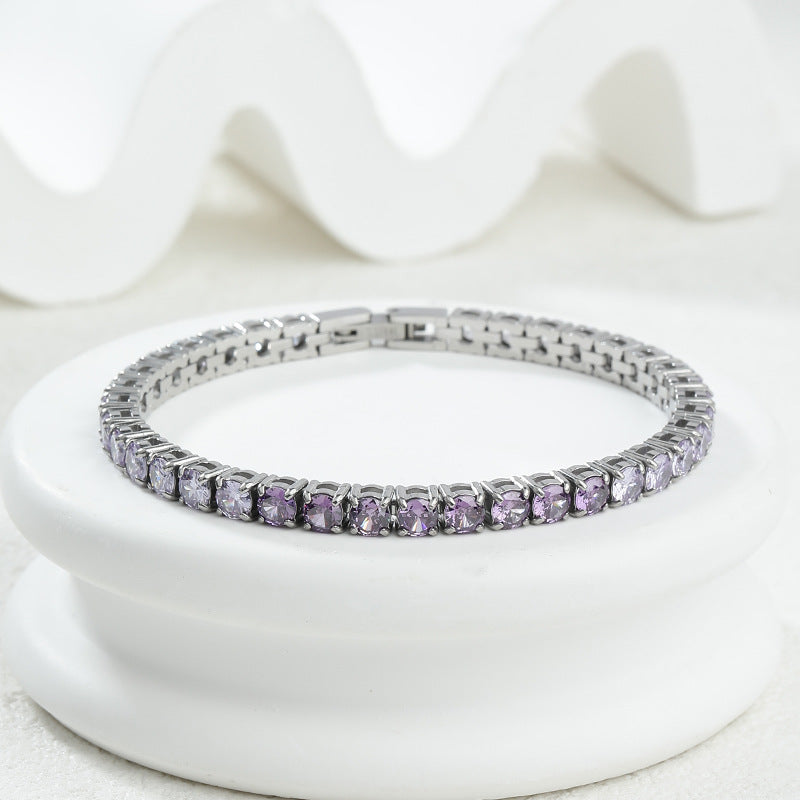 Wholesale  gradient zircon bracelet 4MM stainless steel polished jewelry