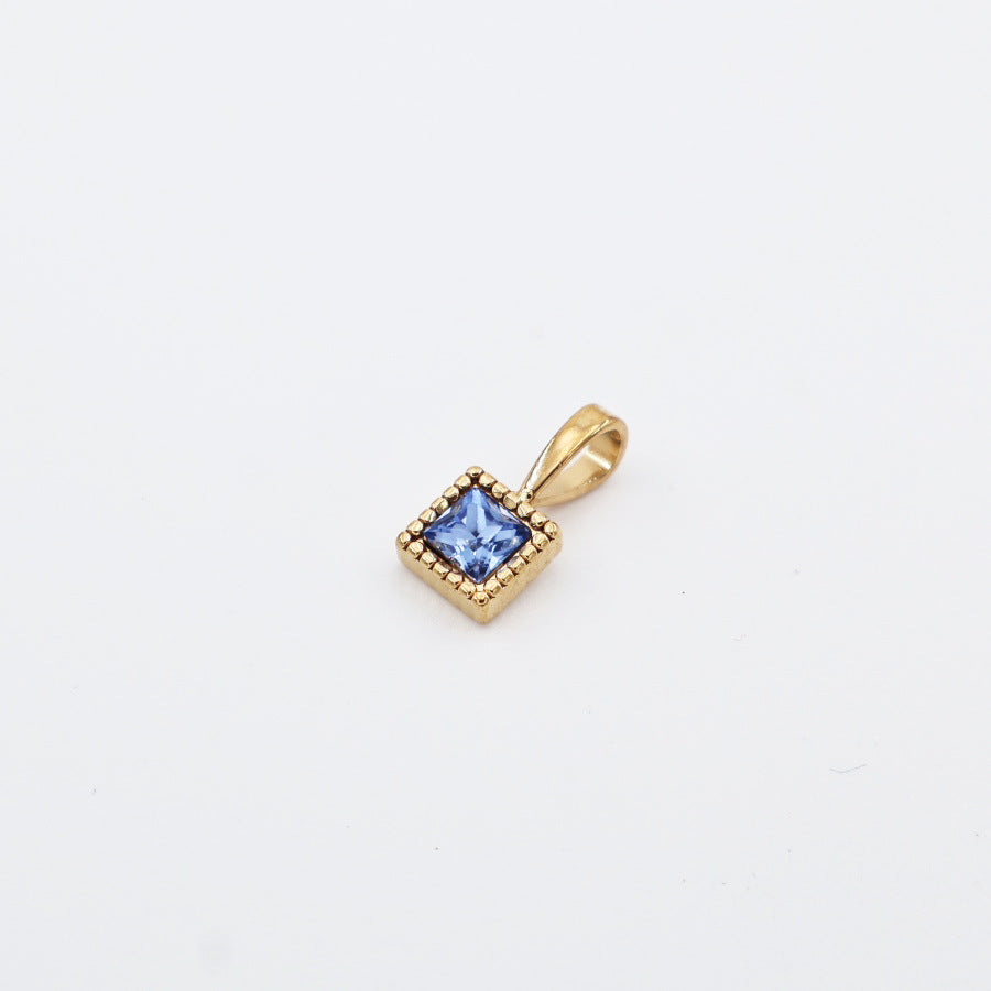Wholesale Stainless Steel Colorful 12 Birthstone Pendant Free Assembly DIY Accessories Necklace