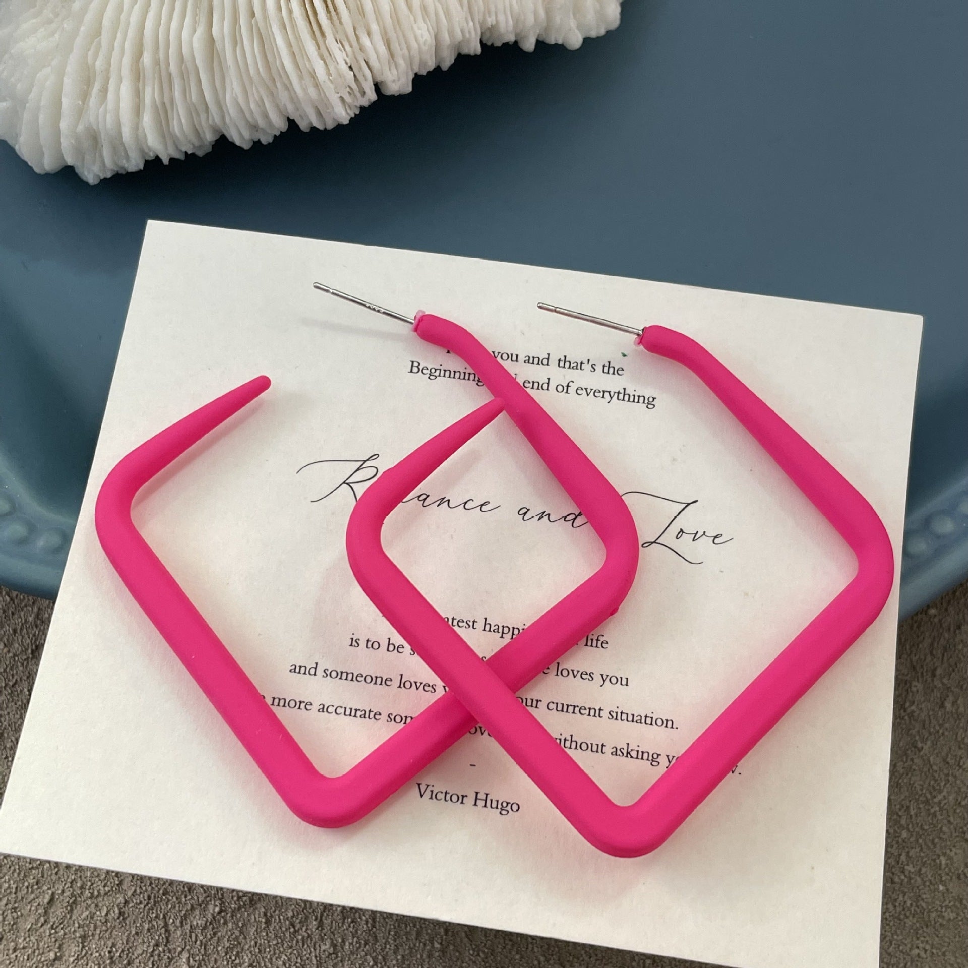 Wholesale Candy Color Geometric Square Circle C Shape Earrings