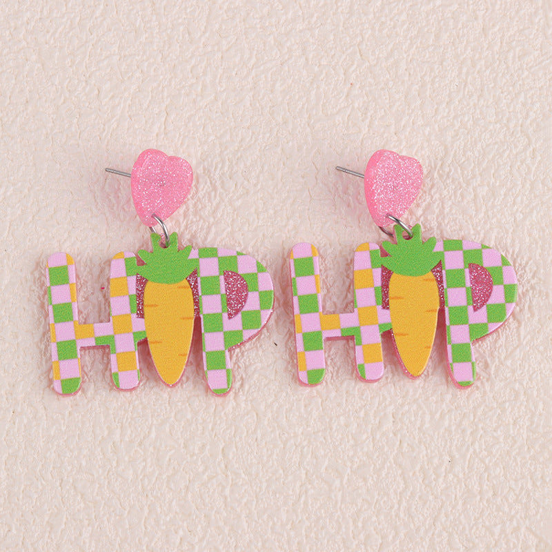 Wholesale 2PCS Acrylic Easter Bunny Egg Earrings