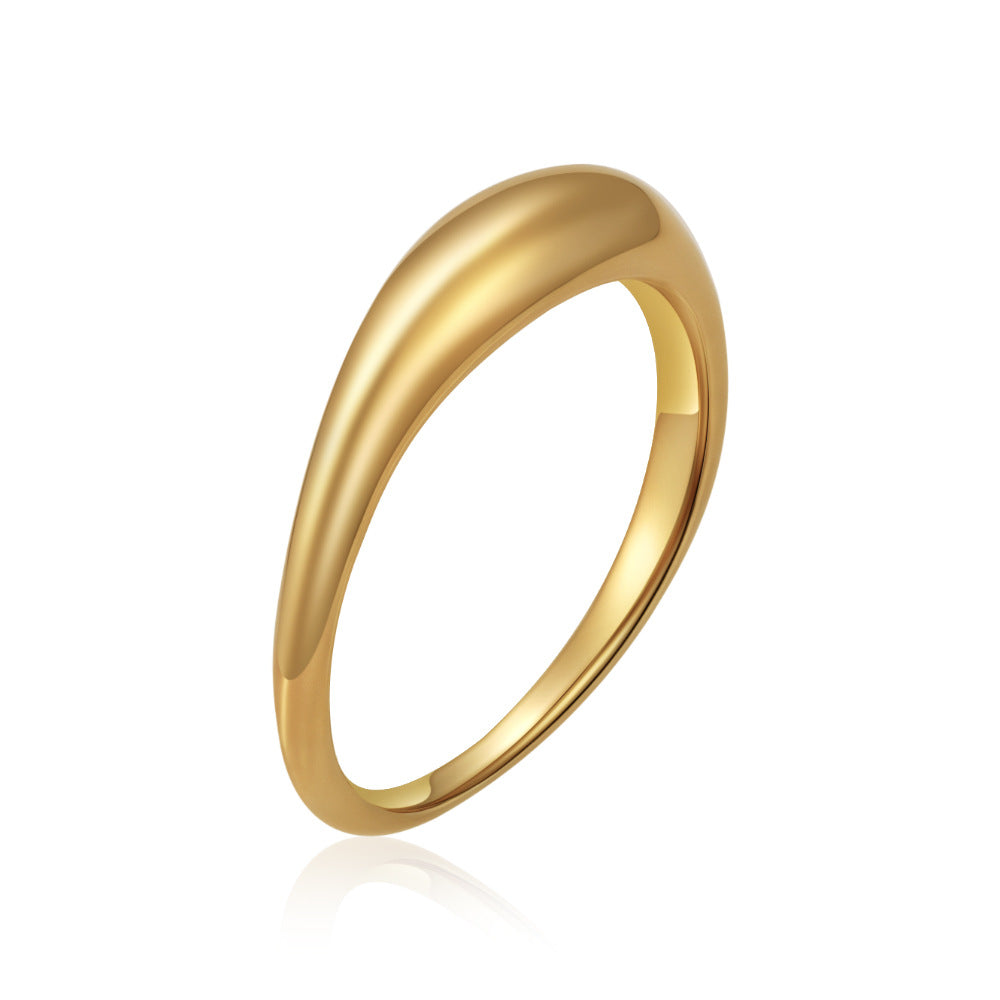Wholesale Chic 18K Gold-Plated Stainless Steel Curved Pinky Ring - Fashion Accessory for Resale
