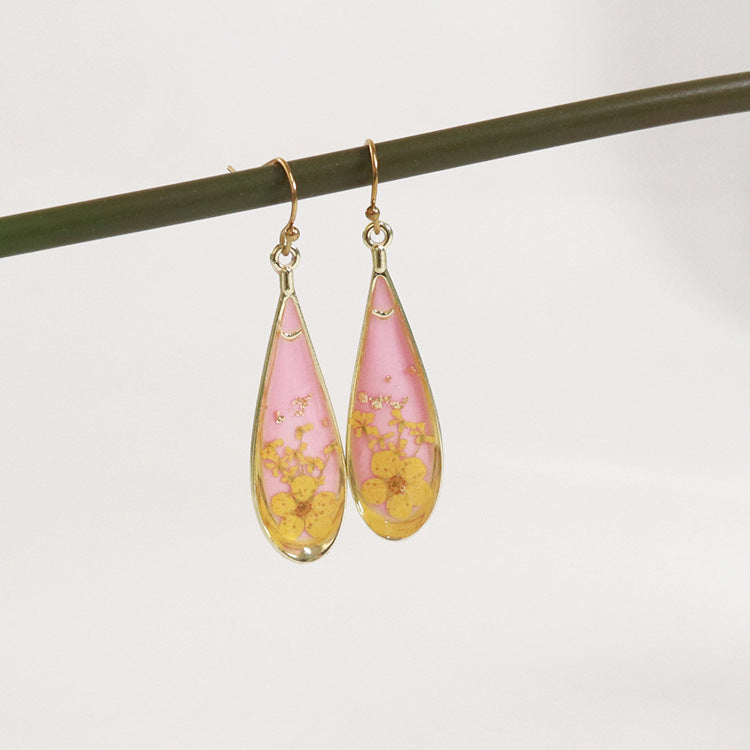 Wholesale 6pcs/pack Herbarium Resin Colored Dried Flower Earrings