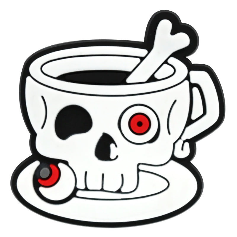 Wholesale Random 100pcs  coffee cup series  PVC Soft Rubber Shoe Buckle Decoration