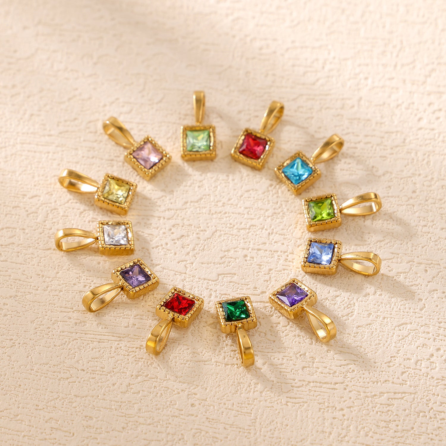 Wholesale DIY Colored Zircon Twelve Birthday Stone Pendant