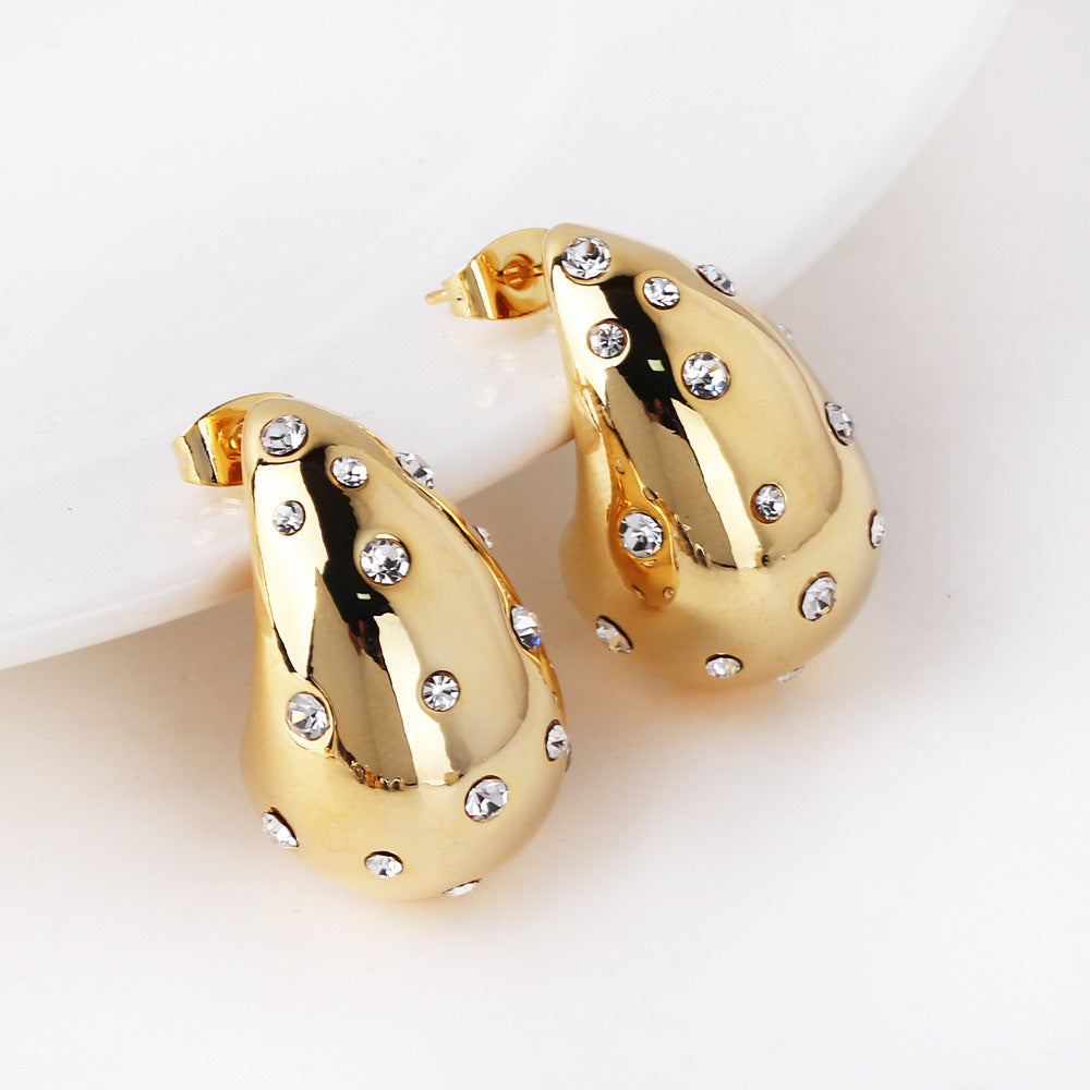 Wholesale Hollow Water Drop Titanium Steel Earrings ACC-ES-QianHui001