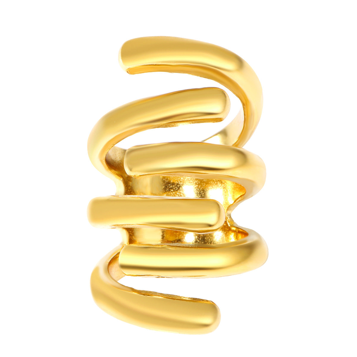 Wholesale Stainless steel gold-plated spiral ring