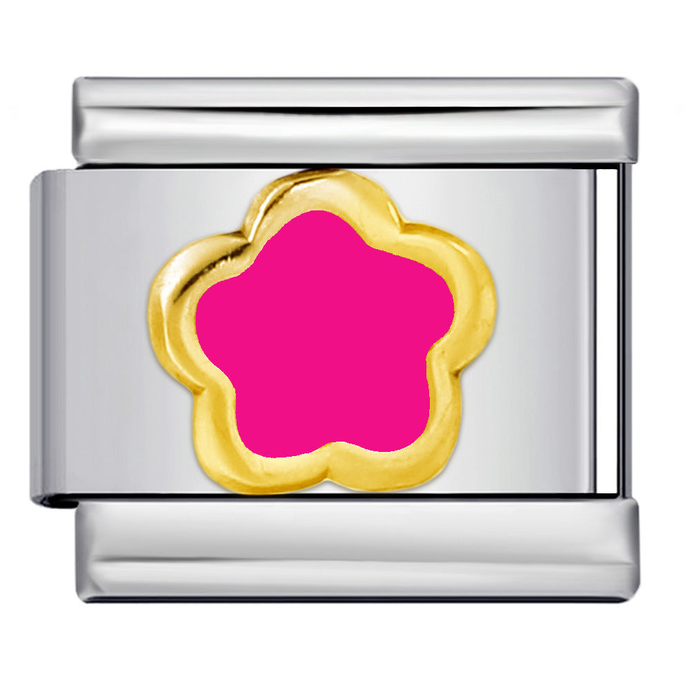 Wholesale Italian Charm Bracelet 9mm DIY Splicing Colored Oil-Drip Petals Stainless Steel Composable Bracelet