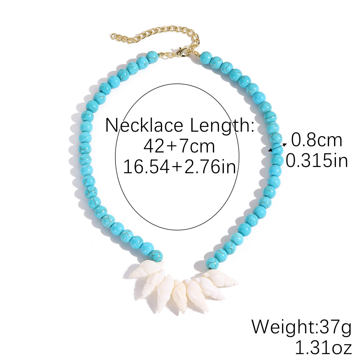 Wholesale Alloy starfish conch pendant high-grade turquoise necklace