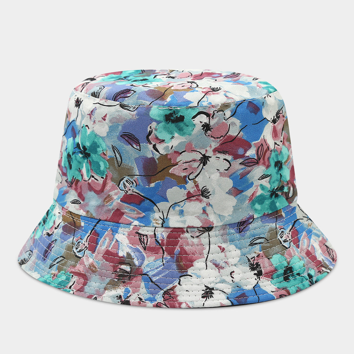 Wholesale Double-Sided Fisherman Hat  Flower Pattern Basin Hat