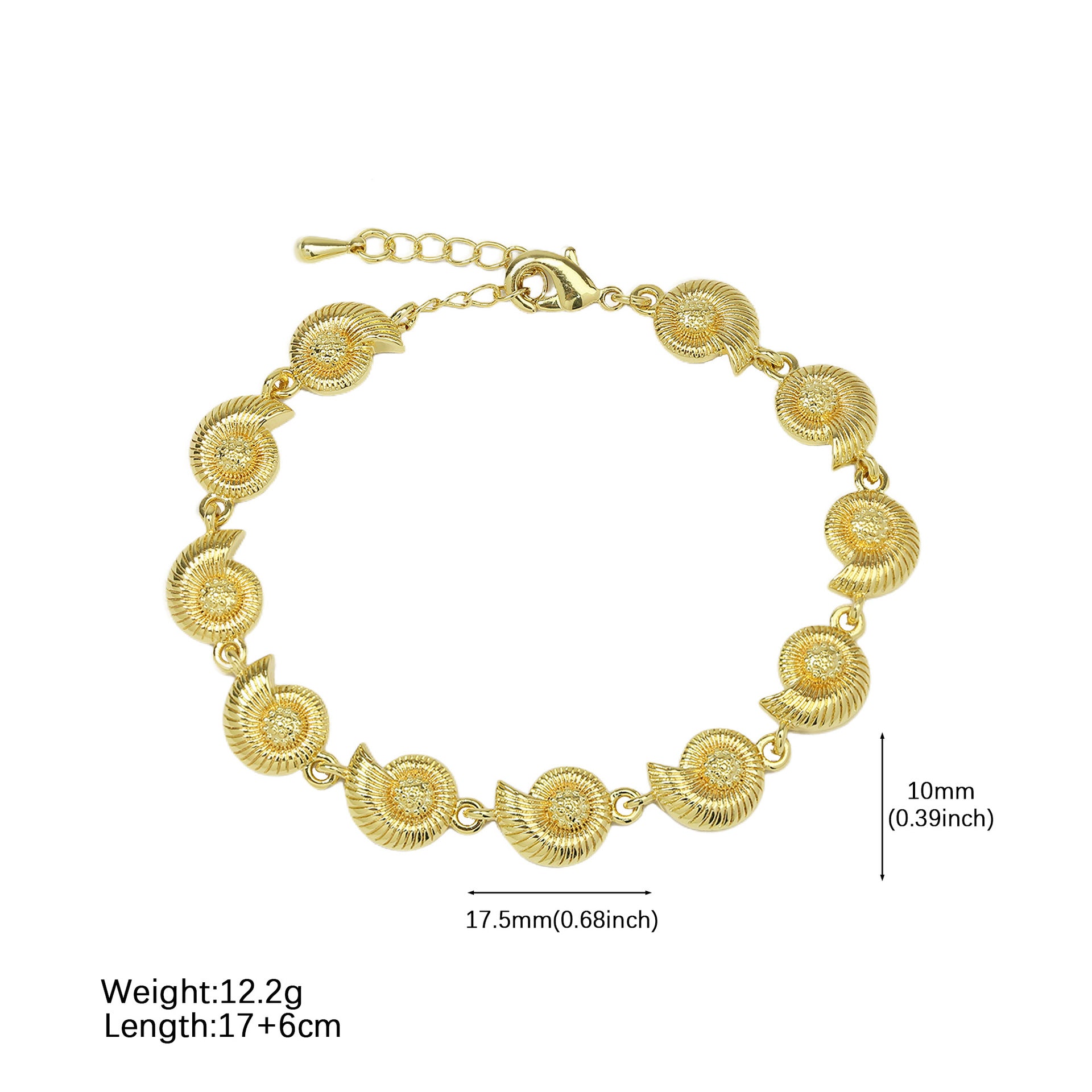 Wholesale  Brass Plated 18K Beach Sea Vacation Series Conch Pearl Shell Bracelet