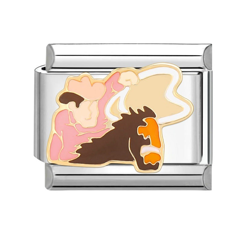 Wholesale Italian Charm Bracelet 9mm DIY Splicing Cute Cartoon Titanium Steel  Composable Bracelet