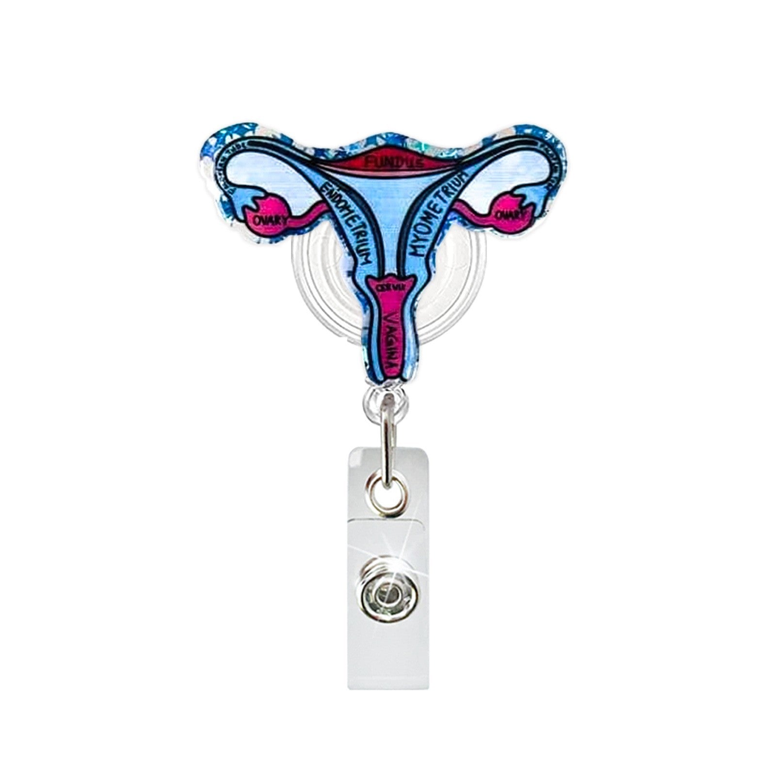 Wholesale Creative Heart and Lung Pattern Telescopic Clip Badge Holder ABS Plastic Easy-Pull Buckle Boutique Accessory
