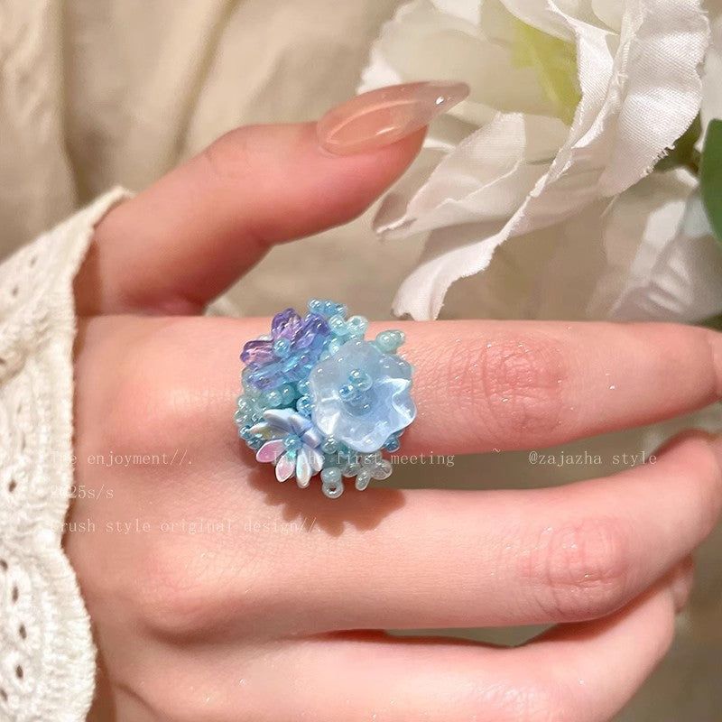 Wholesale Hydrangea flower light luxury high-end colorful ring