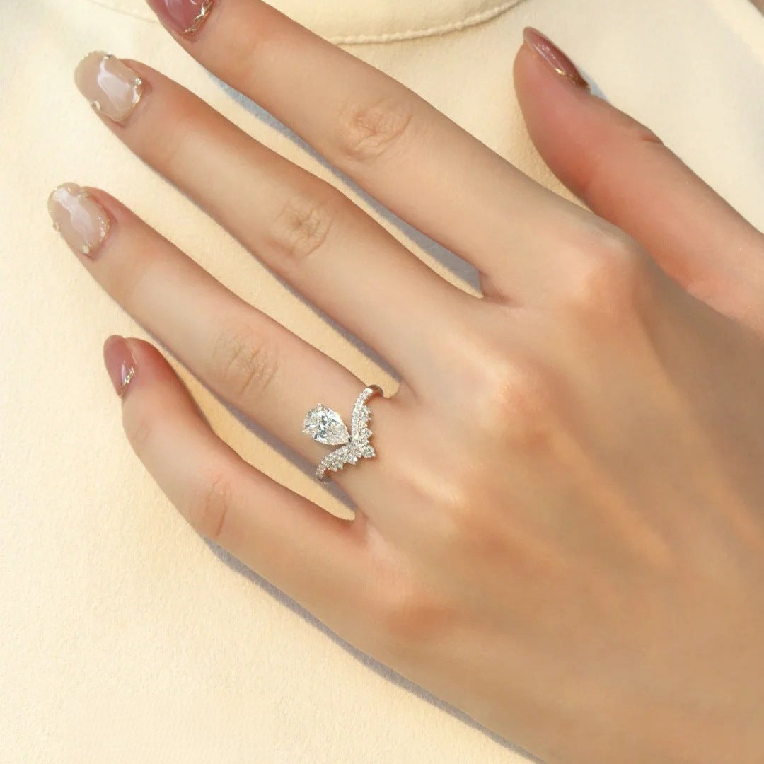 Wholesale Sterling silver S925 moissanite  water drop ring