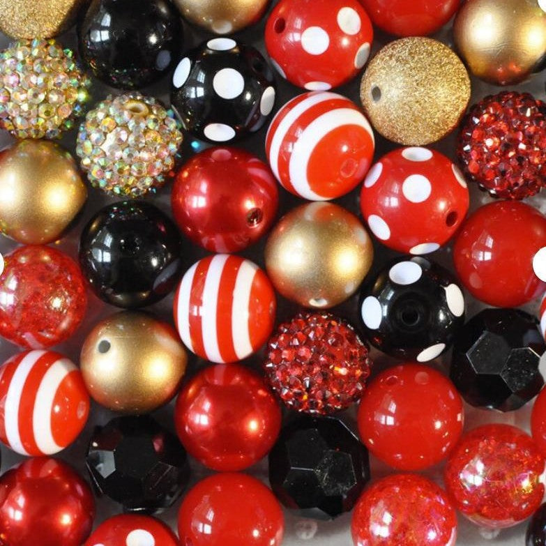 Wholesale 50pcs/ pack Red Gold Mixed Color 20MM Acrylic Bubblegum Beads