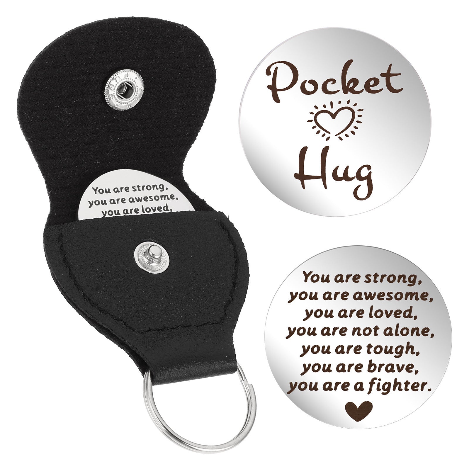 Wholesale Cute Titanium Steel Wedding Lucky Charm Coin Keychain Gift With Leather Bag For Boutique Resale