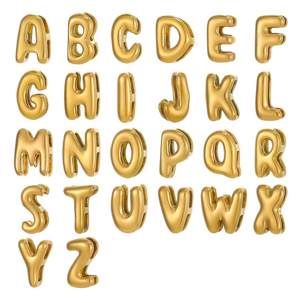 Wholesale Hollow small letters stainless steel plated 18K gold mini pendant