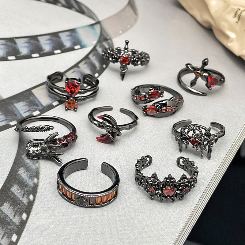 Wholesale Personality Red Diamond Opening Ring