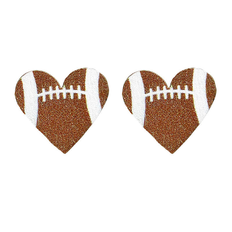 Wholesale Event sports jewelry heart-shaped Sports Baseball earrings