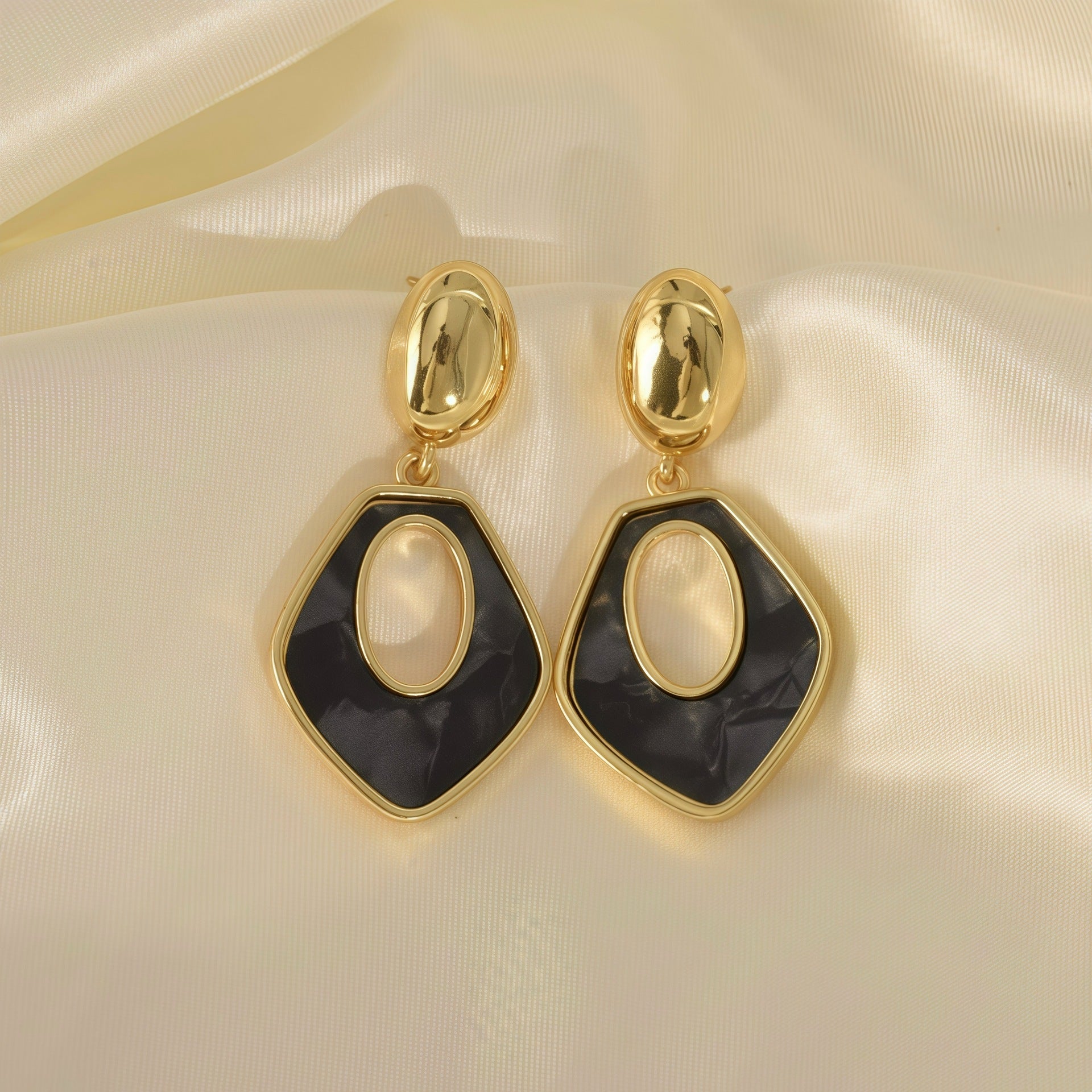 Wholesale Light Luxury Stainless Steel Geometric Polygon Openwork Earrings