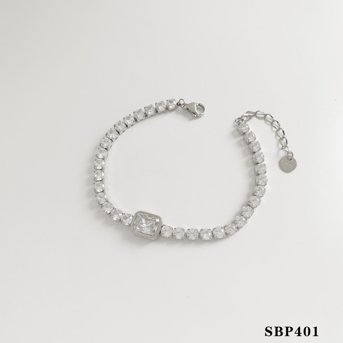 Wholesale Simple Style Stacked Bracelet Combination suit Stainless Steel Zircon Jewelry